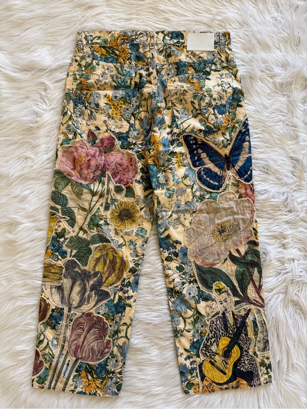 R13 New Boyfriend Pants Floral Embroidered Applique Size 26 - Picture 8 of 11